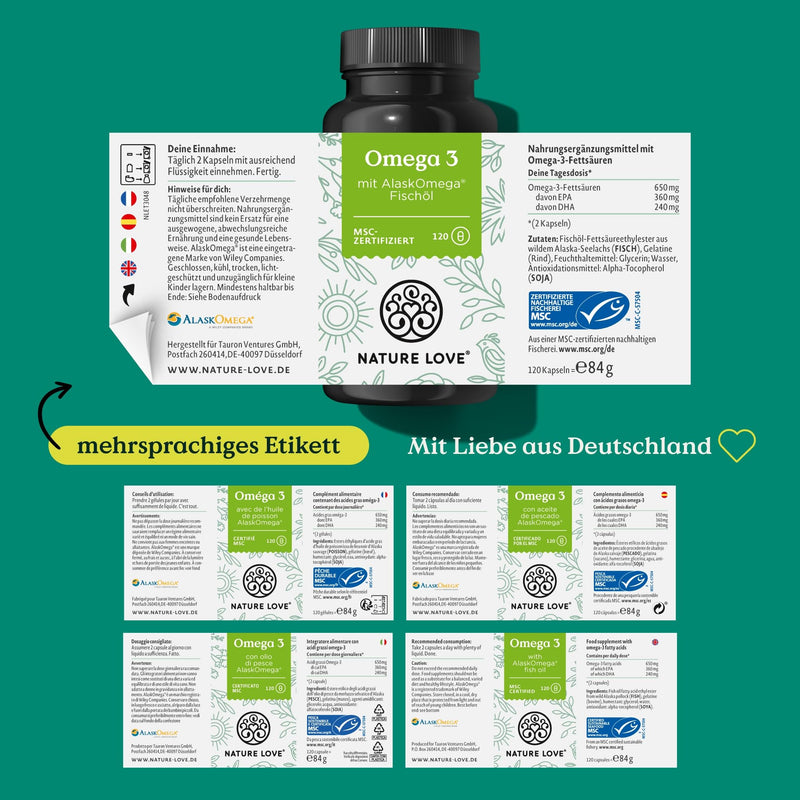 [Australia] - Omega 3 - high dose with 650mg Omega 3 fatty acids per daily dose - 120 small capsules with top raw material AlaskOmega® (MSC-certified) - produced in Germany without additives 120 pieces (pack of 1) 