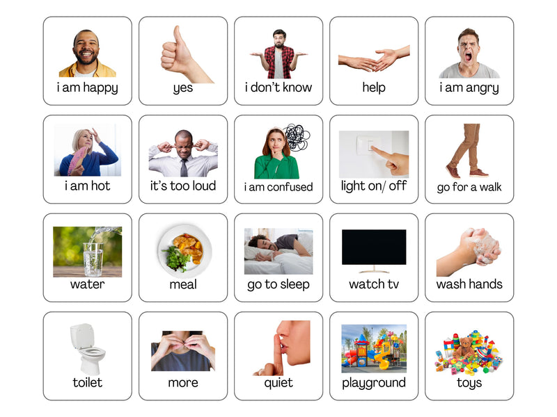 [Australia] - Communication Cards Realistic Images for Non Verbal Adults and Children, Speech Delay, Special Needs Visual Aid 