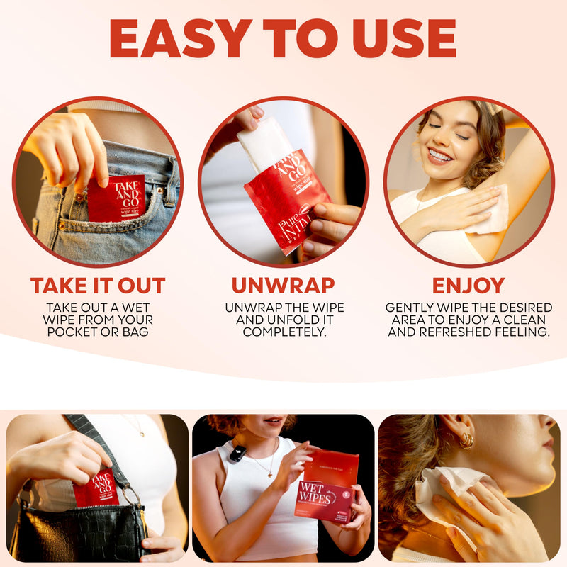 [Australia] - Feminine Wipes Individually Wrapped 40 Pack - Flushable Wipes Travel Essentials For Women - Feminine Care Wet Wipes Travel Size Toiletries - Wipes For Adults - Purse Essentials - Toallitas 