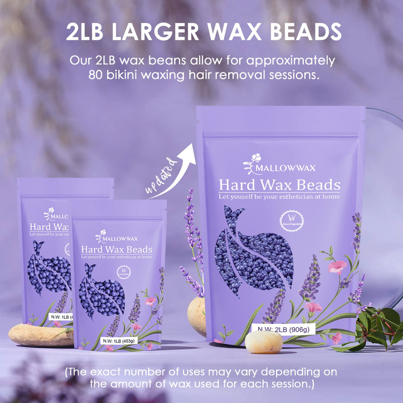 [Australia] - Lavender - Wax Beads for Hair Removal - Natural & Hypoallergenic Formula - Stripless Refillable 2LB - Ideal for At-Home Use and Sensitive Areas Lavender- 2 LB 