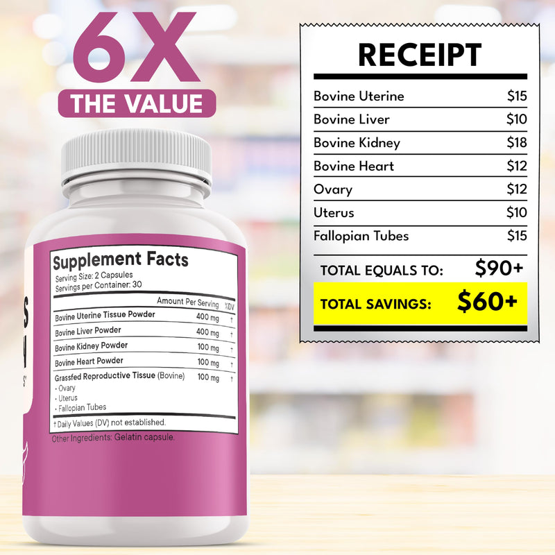 [Australia] - NEW AGE Beef Organ Supplement for Women - Beef Liver, Kidney, Heart and Uterus Tissue, Supports Women's Overall Energy and Health - Pasture Raised, Grass Fed - No Fillers - 120 Capsules 60 Count (Pack of 2) 