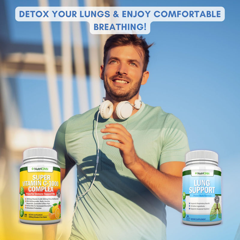 NutriONN Super Vitamin C Complex Tablets & Lung Support Capsules Combo - Targeted Lung Health Support