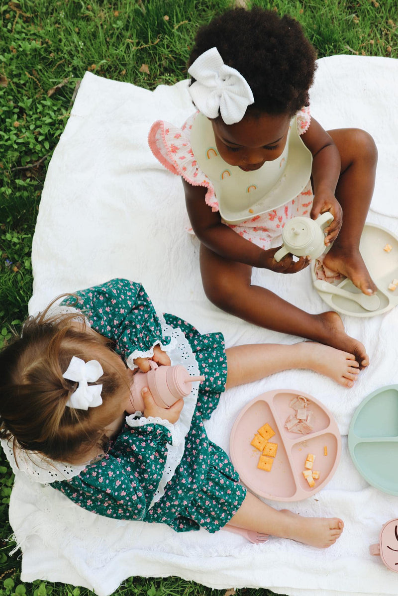 [Australia] - Hippypotamus Toddler Plates with Suction - Baby Plates - 100% Food-Grade Silicone Divided Plates - BPA Free - Dishwasher Safe - Set of 3 (Sage/Blush/Nude) Sage / Blush / Nude 