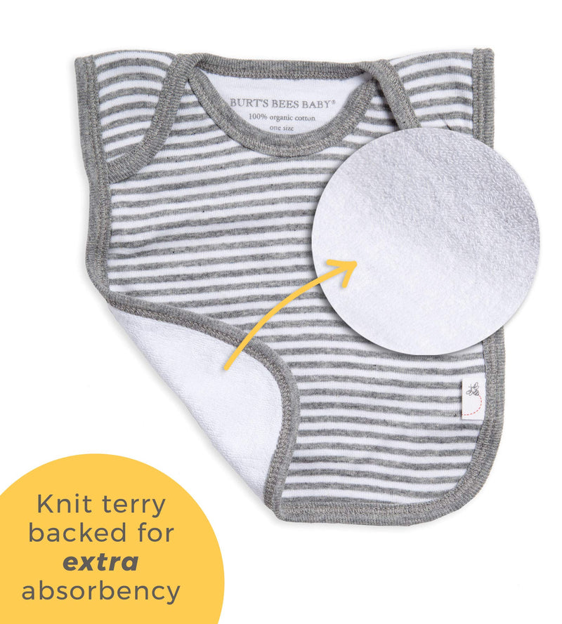 [Australia] - Burts Bees Baby Unisex-Child Pull On Bibs 4-Pack Heather Grey Prints 