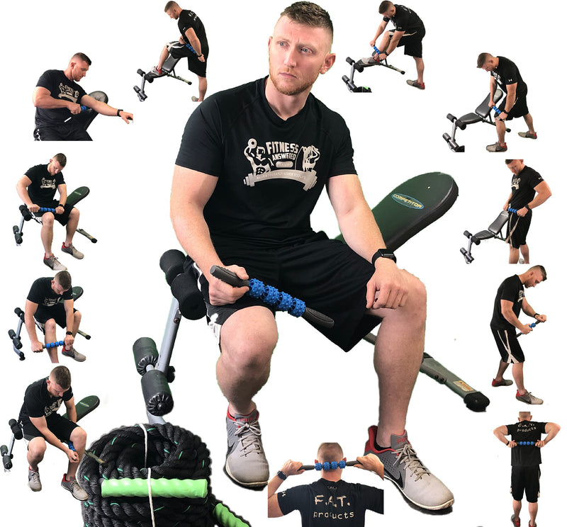 [Australia] - Advanced Series - The Stick Massage Roller Muscle Roller Stick for Muscles - Fitness Answered Training - 16.75" Stainless Steel Core - Large Roller Gap Great for Neck and Back Advanced Blue 