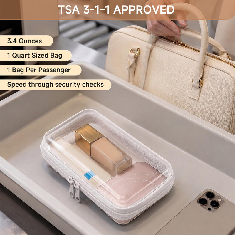 4 Pack Clear Hard Shell Zipper Case Diaper Organizer | 1.0mm Hard Shell, Upgraded Large Zipper Pulls, Clear Travel Pouches, Smooth Zipper Closure, Holds Shape White 4 Pack (XS+S+M+L)
