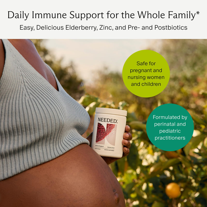 Needed. Immune Support Immunity Powder, Zinc with Elderberry | For the Whole Family, Pregnancy-Safe Immunity Supplement, Easy to Take