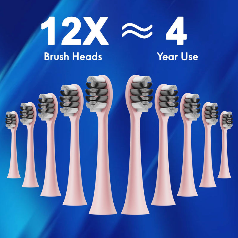 Adult Sonic Electric Toothbrush, USB Rechargeable Sonic Toothbrush, with 12 Brush Heads, 5 Modes, Equipped with Cleaning Brush, Brushing and Washing Two in one Purple