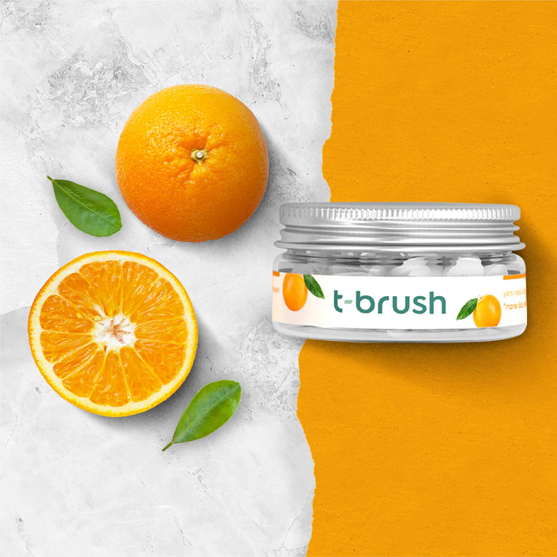 [Australia] - T-brush Whitening Travel Toothpaste Tablets Natural Ingredients, SLS Free, Gluten Free, Cruelty Free, Eco Friendly Packaging, Vegan - Orange Flavoured- Fluoride Free- 90 Tablets 