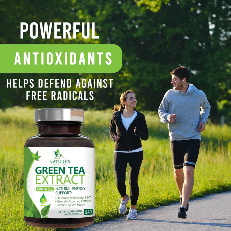 [Australia] - Green Tea Extract Capsules 1000mg 98% Standardized EGCG - 3X Strength for Natural Energy - Heart Support with Polyphenols - Gentle Caffeine - 240 Capsules 240 Count (Pack of 1) 
