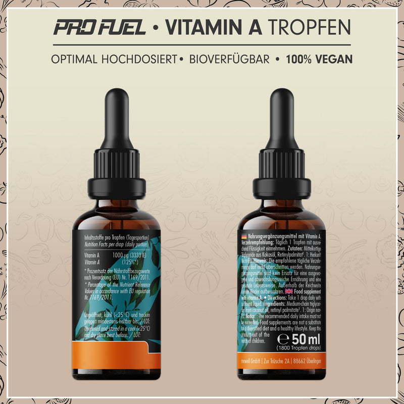 [Australia] - Vitamin A drops FORTE - 1000 µg per drop - 1800 drops with vitamin A from retinyl palmitate - optimally high dosage & bioavailable - without additives - laboratory tested with certificate - 100% vegan 1x 1800 drops 