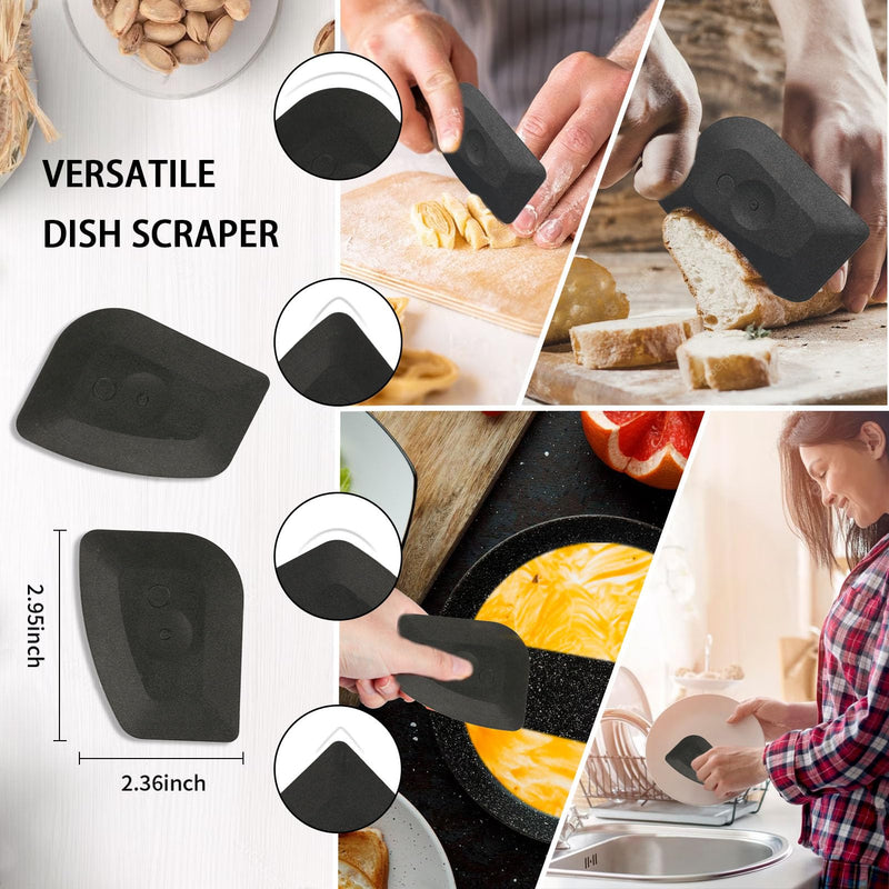 [Australia] - Cast Iron Scrubber with Pan Scraper, 316 Chainmail Scrubber, Upgraded Chain Mail Scrubber Sponge, Cast Iron Cleaner for Grill Pan Skillet Wok Carbon Steel, Dutch Oven Metal Brush Cleaning Kit, Black 