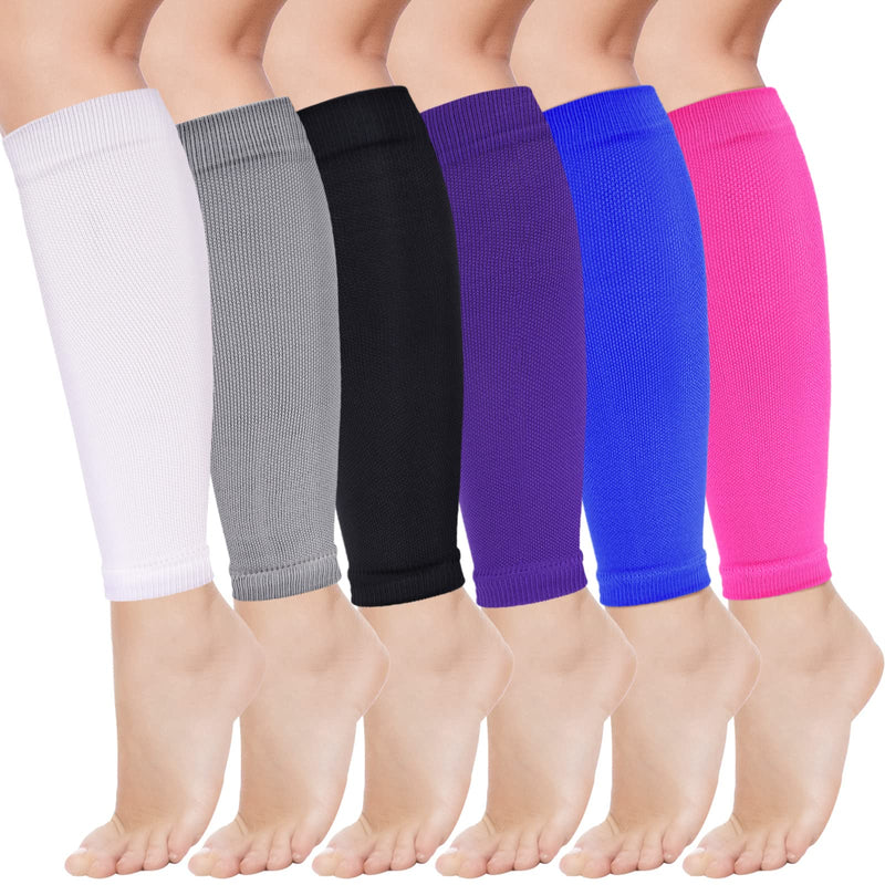Geyoga 6 Pairs Calf Compression Sleeve for Men Women Football Leg Sleeve Elastic Calf Support Sock for Sports Cycling Running Basketball Large