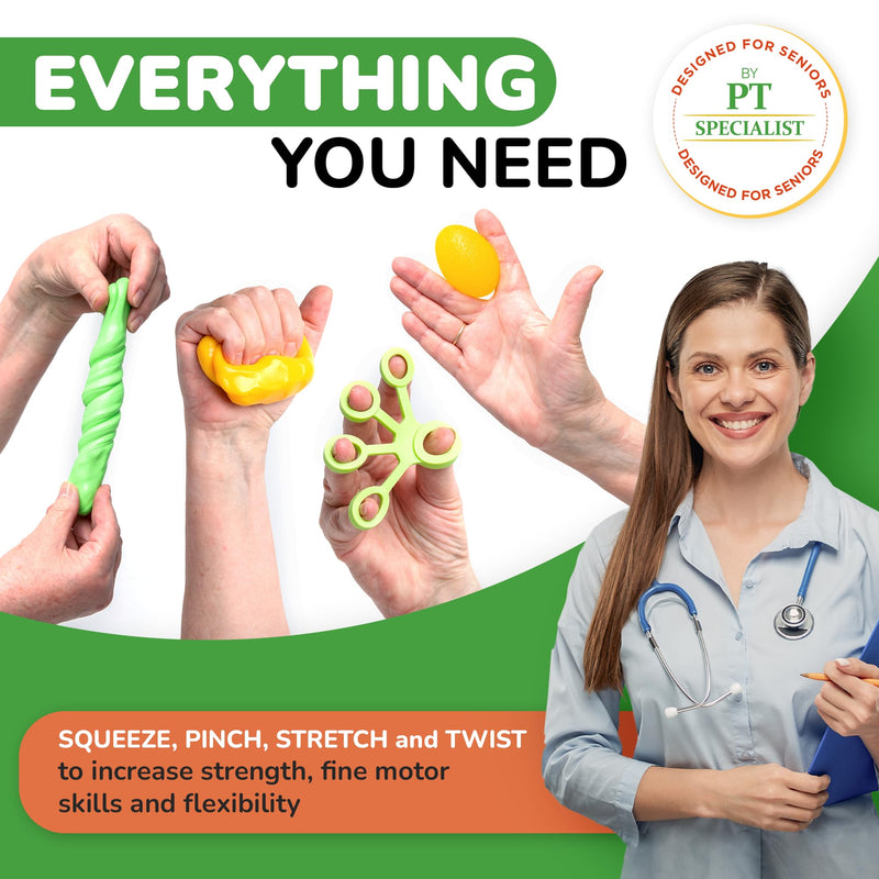 [Australia] - Physical Therapy Putty Kit, Finger Exercisers, and Hand Strengtheners. Improves Grip Strength, Dexterity, and Mobility. Supports Injury and Recovery Stress Relief 