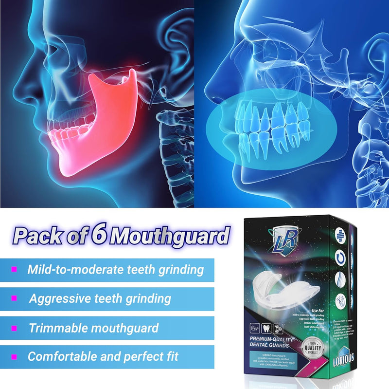 [Australia] - Dental Guard, 6 x Nightguard 3 x Sizes, TMJ Mouth Guard for Grinding Teeth at Night Jaw Clenching & Bruxism Sleeping Bite Guard - Night Guard for Teeth Grinding Mouth Guard for Sleep (Teal) Teal 