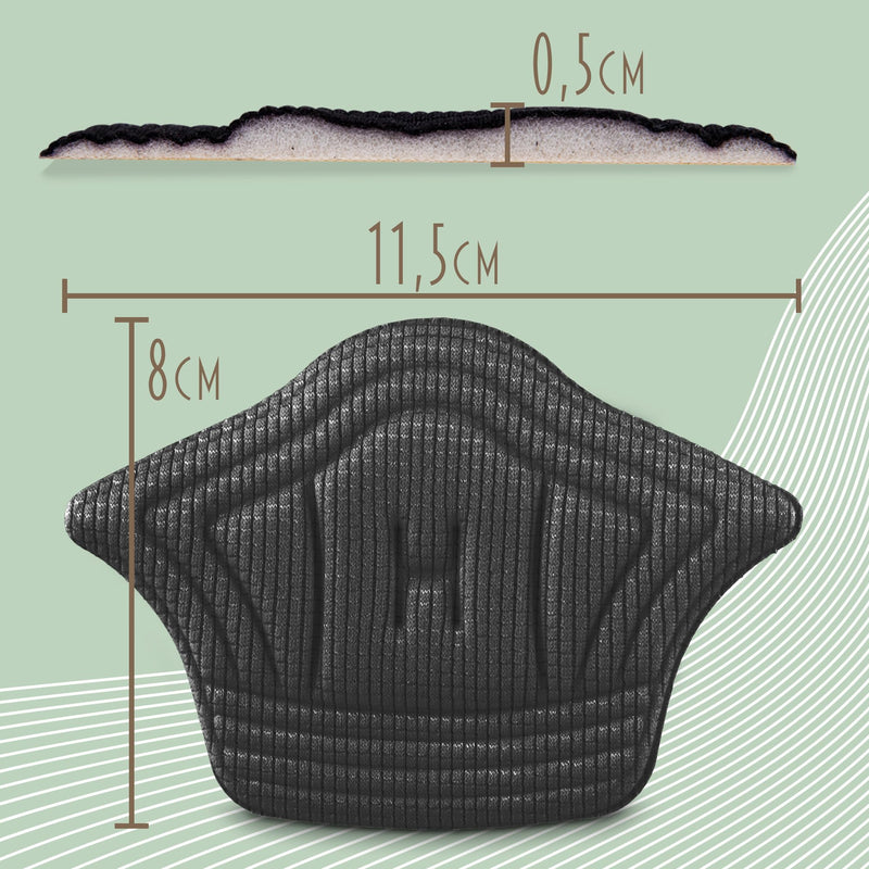 [Australia] - SULPO heel pads for shoes that are too big - Fits in almost every shoe - Self-adhesive thanks to strong adhesive pads, can be cut to size - Insoles made of cotton & sponge - 4 pairs (black, 5 mm) Black 