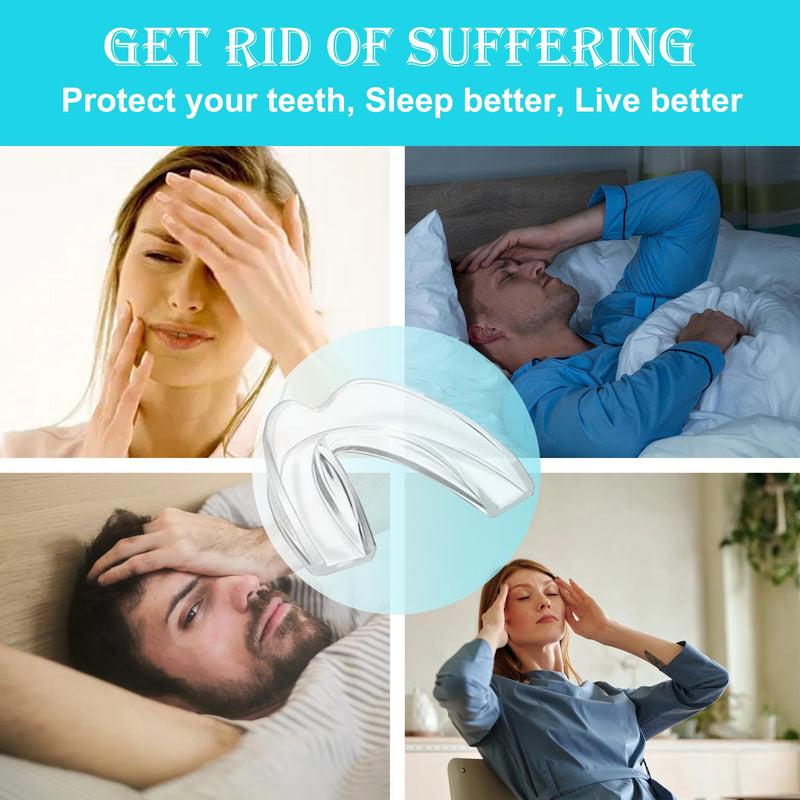 Kids Mouth Guard Blue for Grinding Teeth 4 Pack Moldable Night Guards for Clenching Teeth | Comfortable Nighttime Protection Guard | Including Hygiene Case & Gel Ice Pack