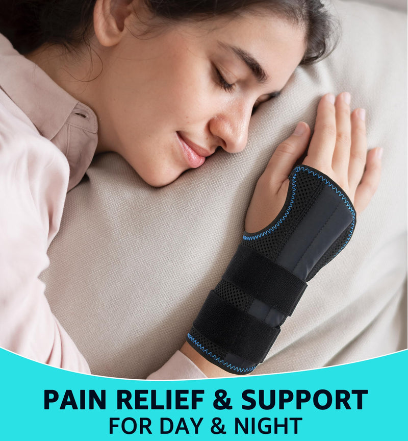 HiRui Wrist Brace for Carpal Tunnel Arthritis, Wrist Support with Splints Compression Hand Support for Tendonitis Sprain, Fits Day&Night Sleep Support, Adjustable (Medium, Right Hand (Pack of 1)) Right Hand (Pack of 1) Medium