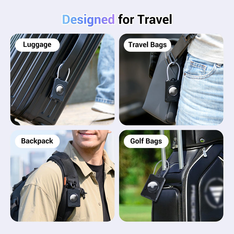 PROfezzion Luggage Tag AirTag Holder with Wire Cable Key Rings for Travel + Metal AirTag Holder for Luggage