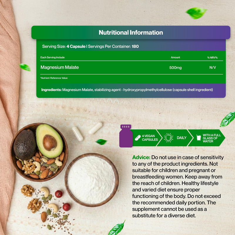 Hepatica Magnesium Malate | 2,000 mg per Serving | 180 Vegan Capsules | GMP & 3rd Party Lab Tested