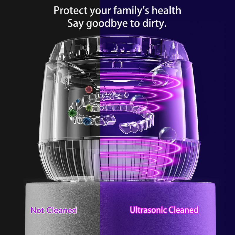 [Australia] - Ultrasonic Retainer Cleaner, 200ML Mouth Guard Cleaner 45kHz Portable Retainer Cleaner for Dentures, Night Guard Cleaner Machine for Aligner, Mouth Guard, Braces, Toothbrush, Jewelry(Blue) Blue 
