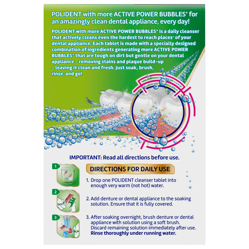 [Australia] - Polident Overnight Whitening Antibacterial Dental Appliance Cleanser Tablets, 90 Count (2 Pack) 