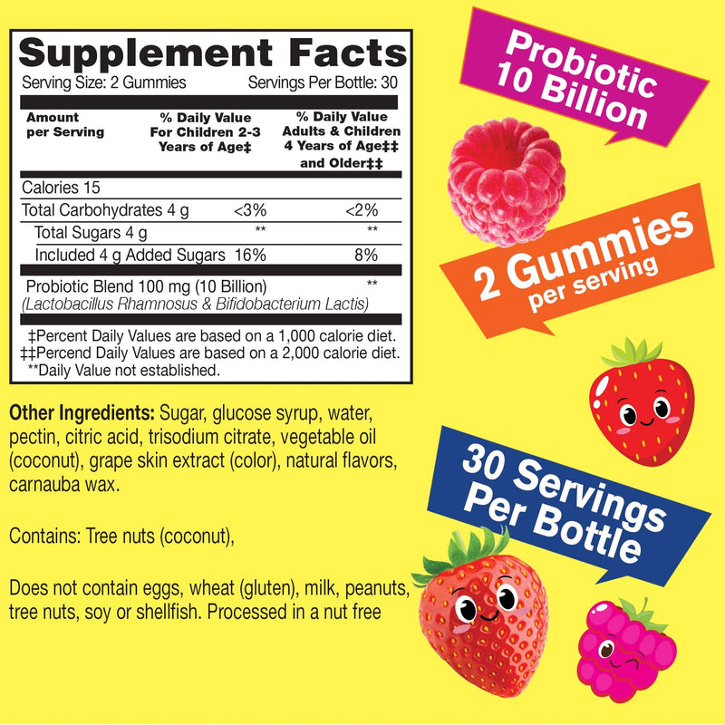 WellYeah Probiotics for Kids Gummies -10 Billion CFU - for Gut Health, Immune Health and Digestive Support - Berry Flavor Chewable Supplement - Vegan, Non GMO, Gluten Free Kids Probiotic -60 Gummies 60 Count (Pack of 1)