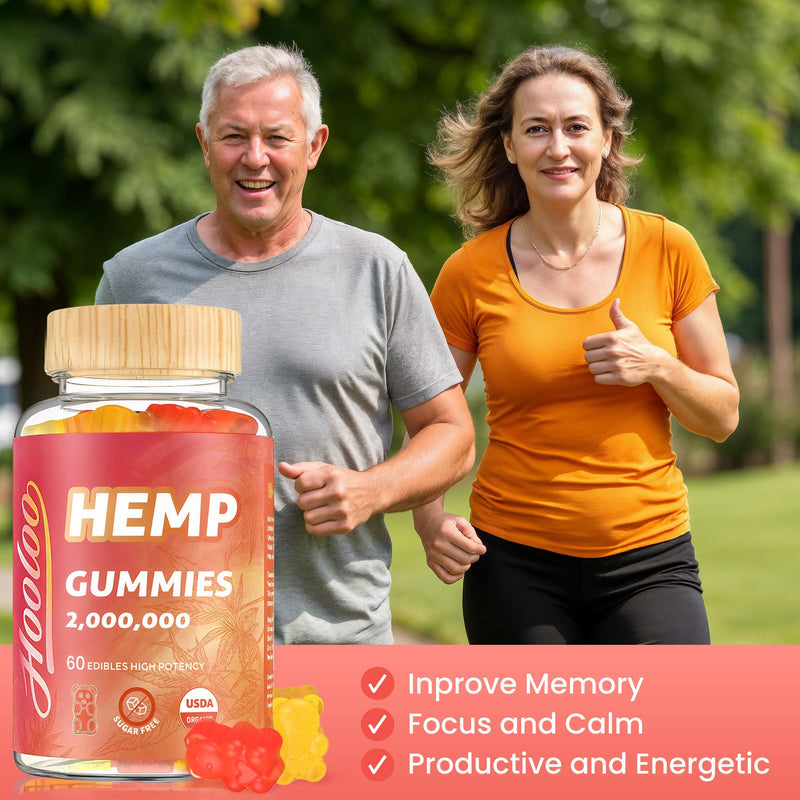 HOOLOO Hemp Gummies for Adult – High Potency 2,000,000, 100% Natural Pure Organic Sugar Free Fruity Hemp Gummies, Made in USA 2,000,000 - 2 Packs