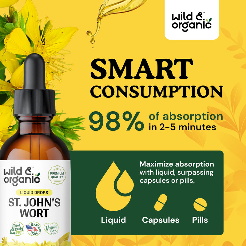 [Australia] - St Johns Wort Tincture - Mood Supplement w/St. John's Wort - St Johns Wort Organic for Good Mood - Calm and Relax Supplement w/Saint John's Wort - Organic St Johns Wort Herb - Hypericum - 2oz 2 Fl Oz (Pack of 1) 
