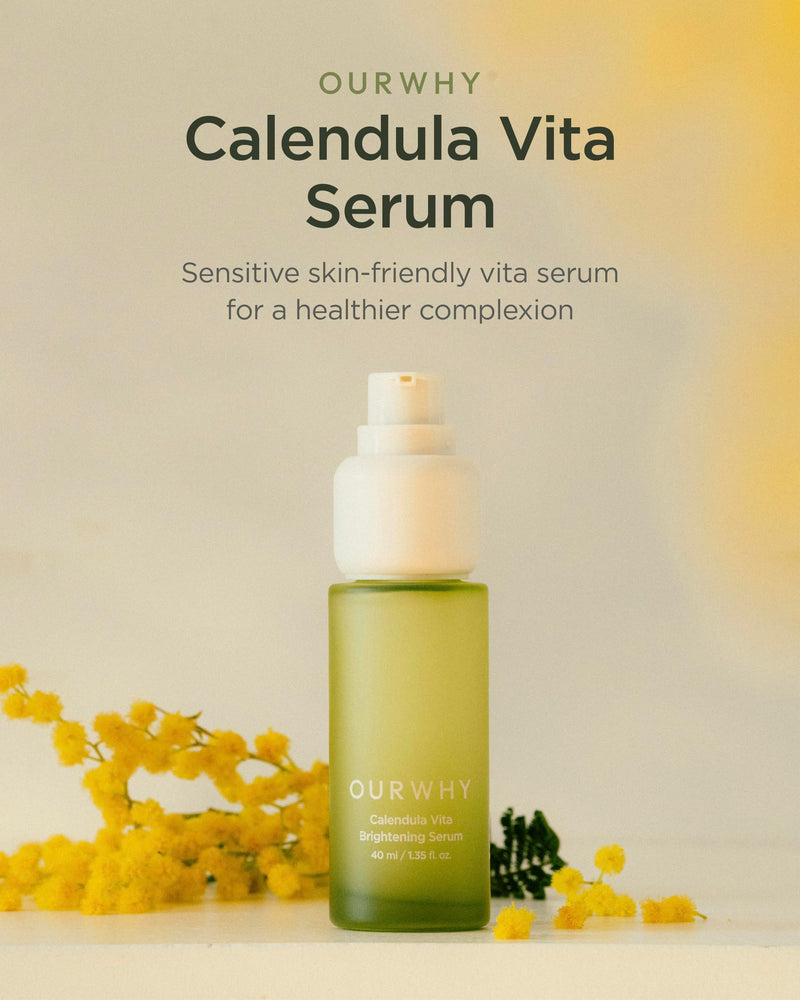 OURWHY Calendula Vita Serum (1.35fl oz) - Hydrating Serum for an Even Skin Tone Infused with Calendula Extract, Vitamin C Derivatives, and Soothing Ingredients