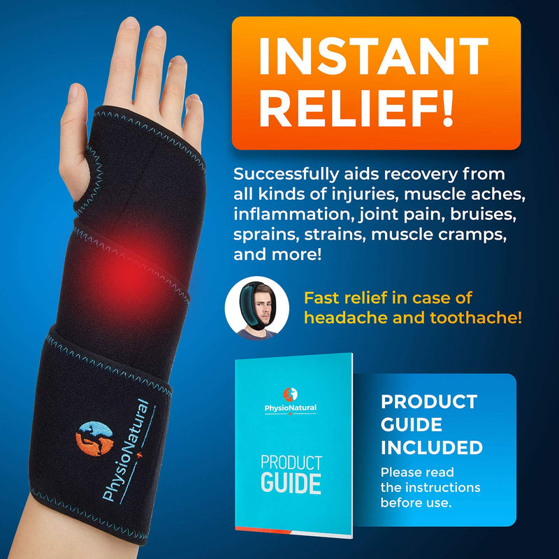 [Australia] - Wrist Ice Pack Wrap - Cold Therapy for Instant Pain Relief and Treatment of Carpal Tunnel, Tendonitis, Injuries, Swelling, Rheumatoid Arthritis, Sprains - Hand Support Brace with Reusable Gel Packs 