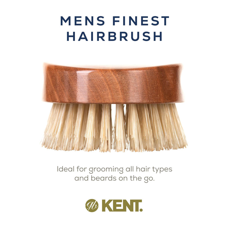 [Australia] - Kent MC4 Men's Hair and Beard Brush Kit: Exfoliating Natural Boar Bristle Hair Brush, Cherrywood Base with Firm Bristles for Coarse Hair Types - LPC3 Brush Cleaner - Premium Grooming Set MC4. 