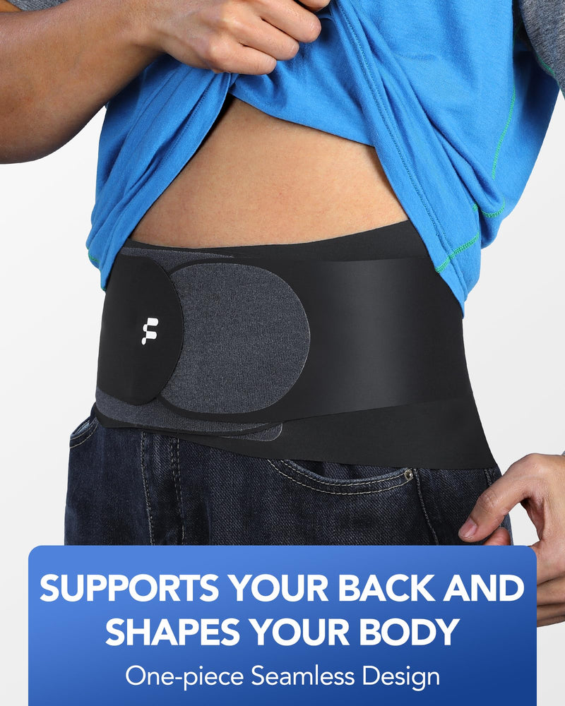 [Australia] - 0.5mm Ultra Thin Back Brace with 3D Lumbar Pad, 6 Flexible Support, Seamless Yoga Fabric, Back Brace for Men Lower Back, Lightweight Back Brace for Lower Back Pain Women for Sciatica Scoliosis L Black 