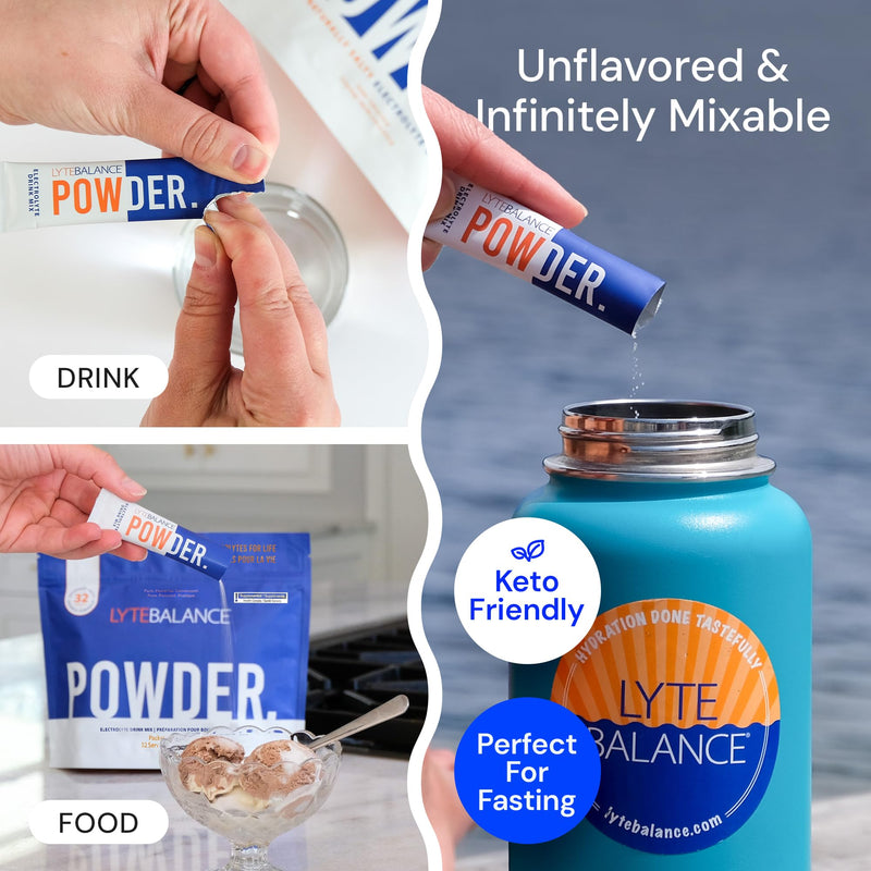 Powder 32 Double Strength Packets, Naturally Salty Electrolyte Drink Mix w/Sodium, Potassium & Magnesium | Daily Hydration, Muscle Recovery, Immune Support | Keto, Paleo, No Sugar