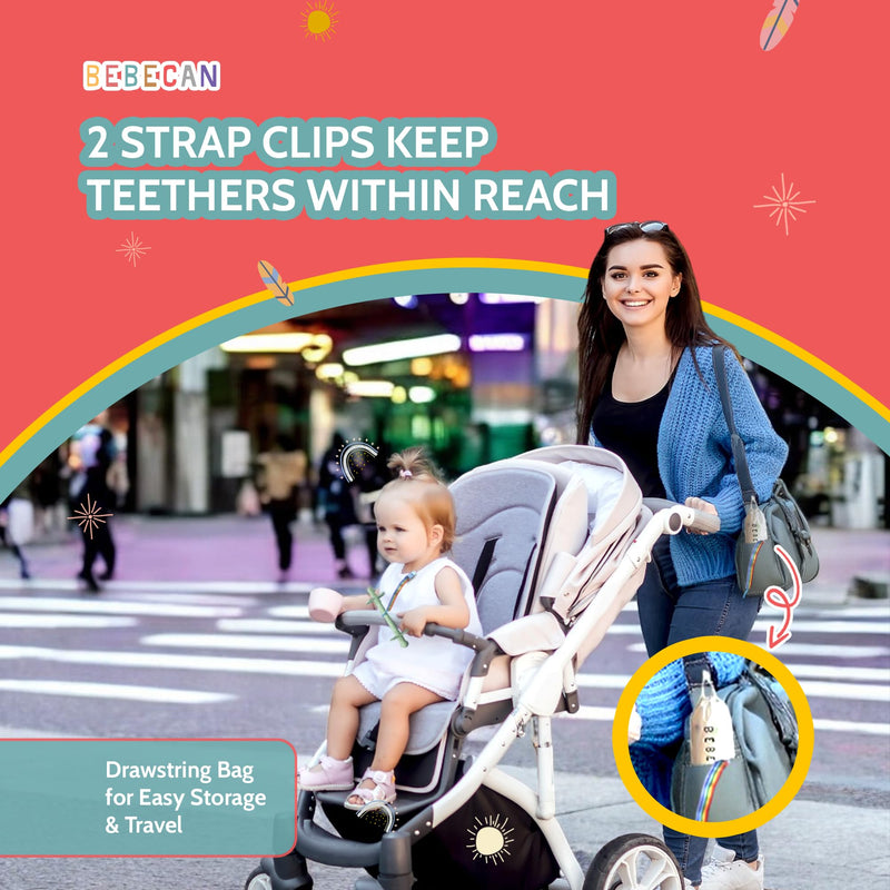 [Australia] - Shielded Teething Tubes ‚Äì Baby Teething Relief 0-36 Months, Anti-Choking Design, Clip-Attachable, BPA-Free Silicone, 5 Soft Tubes + 2 Teether Clips + 2 Brushes + Storage Bag 