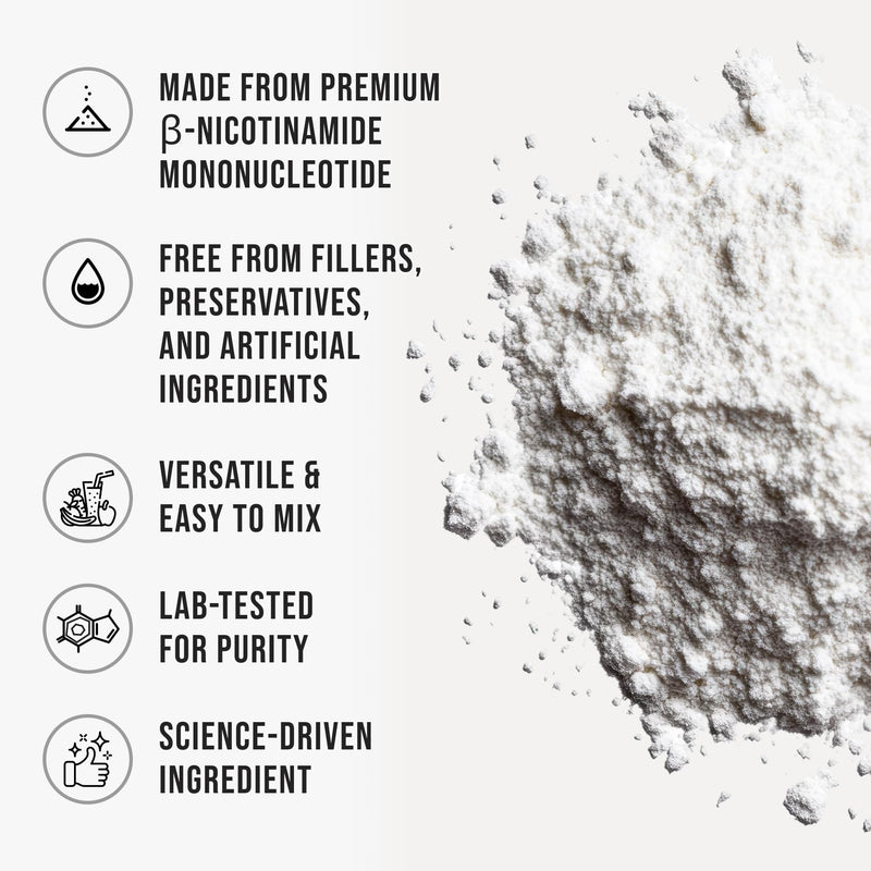 Pure NMN Powder Nicotinamide Mononucleotide Quick Dissolved NMN Supplement Powder 100% Unflavored NMN Supplement Supports NAD+ Levels Vegan Friendly Non-GMO, 180 Servings, 3.2 oz (90g) 3.2 Ounce (Pack of 1)