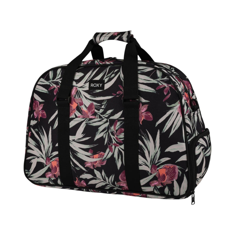 Roxy Duffel Bag | Travel | Work | Gym | Fitness | Beach | Everyday Carry | Recycled Materials Feel Happy - Anthracite Wind Swept Floral