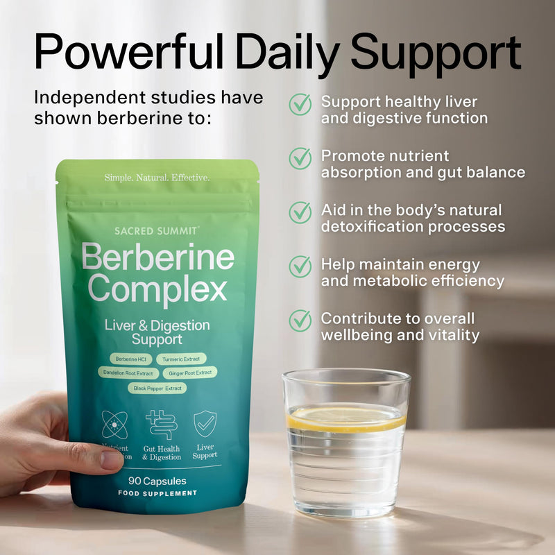 Liver Detox & Digestive Support Capsules – Metabolism & Gut Health Complex with Berberine, Turmeric, Dandelion & Ginger – 90 Vegan Capsules
