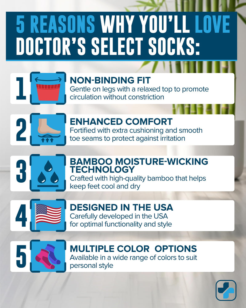 [Australia] - Doctor's Select Bamboo Viscose Diabetic Socks for Men - 3 Pairs Crew Mens Diabetic Socks Black - 3 Pairs Large 