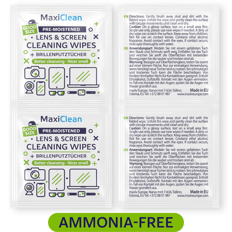 [Australia] - MAXI CLEAN glasses cleaning cloths - 440 glasses cleaning cloths moist - glasses cleaner wet wipes for glasses, laptop and PC screens, binoculars, optical lenses, watch glasses 