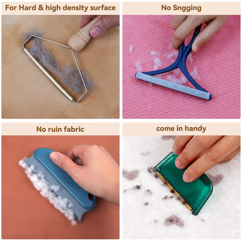 [Australia] - Pet Hair Remover - 4 Pack Dog Cat Hair Remover for Couch Furnitures, Reusable Lint Remover Shaver Portable Carpet Rake Scraper Brush for Blanket,Clothing, Pet Towers, Car Upholstery Blue 