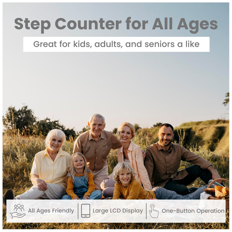 [Australia] - 3D Pedometer for Walking ‚Äì Simple Step Counter with Clip, Large Display & Reset Button ‚Äì No Bluetooth or App Needed ‚Äì Portable Step Tracker for Adults and Seniors (White) 