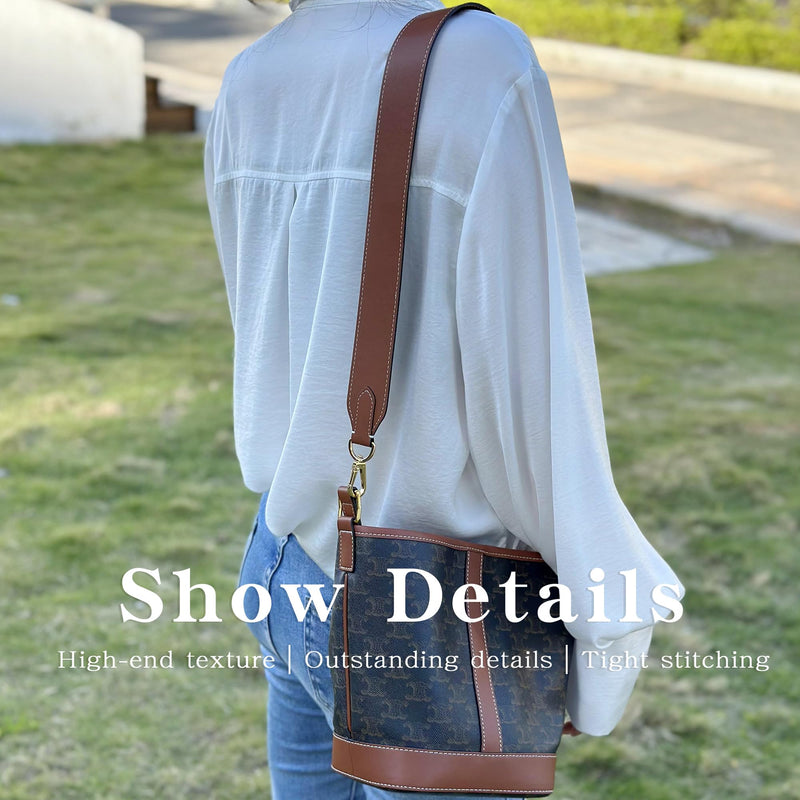 Vachetta Leather Strap for Celin Bucket Bag, Multi Length Handmade Cowhide Crossbody Purse Strap for Handbag 【1.5inch Wide 35.4inch Long, Caramel (Caramel Thread)】 Caramel ( Caramel Thread ) 【35.4inch Long】 1.5inch Wide
