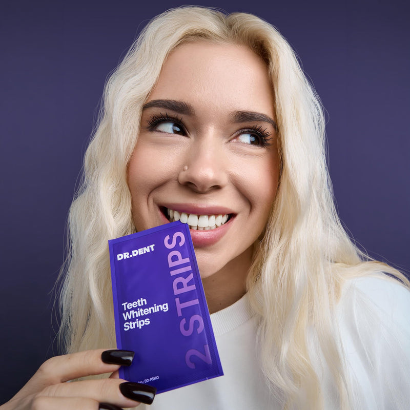 DRDENT Purple Teeth Whitening Strips 21 Treatments - Safe for Enamel - Non Sensitive Teeth Whitening - Whitening Without Any Harm - Pack of 42 Strips