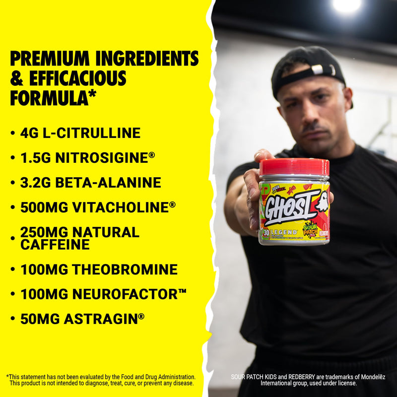 [Australia] - GHOST Legend V3 Pre-Workout Powder, Sour Patch Kids Redberry - 30 Servings – Pre-Workout for Men & Women with Caffeine, L-Citrulline, & Beta Alanine for Energy & Focus V3 Sour Patch Kids Redberry 30 servings (Pack of 1) 