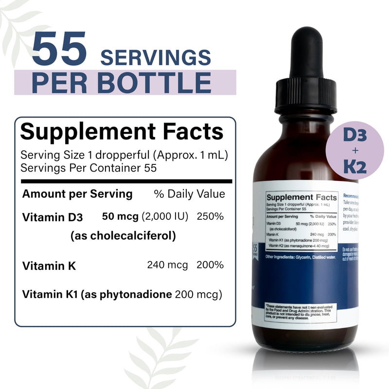 Kids Tooth & Bone Support, Chewable Calcium + D3 K2 & Liquid Vitamin D