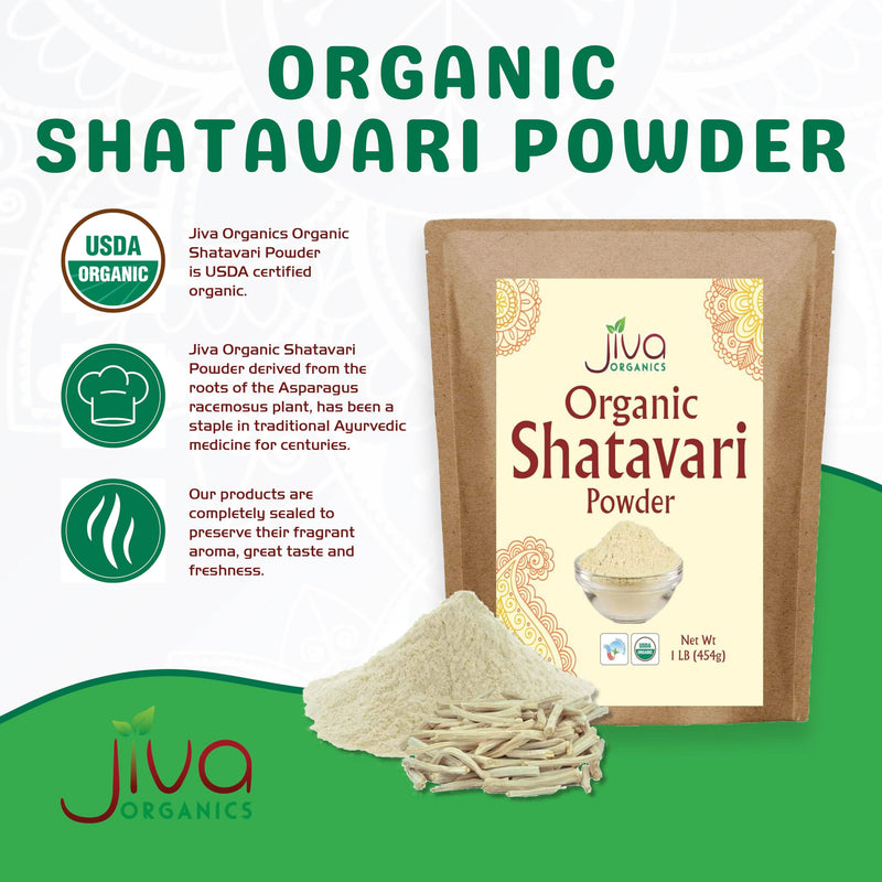 [Australia] - Jiva Organics Organic Shatavari Powder 1 Pound Bulk Bag - Asparagus racemosus - Pure Ayurvedic Herb 