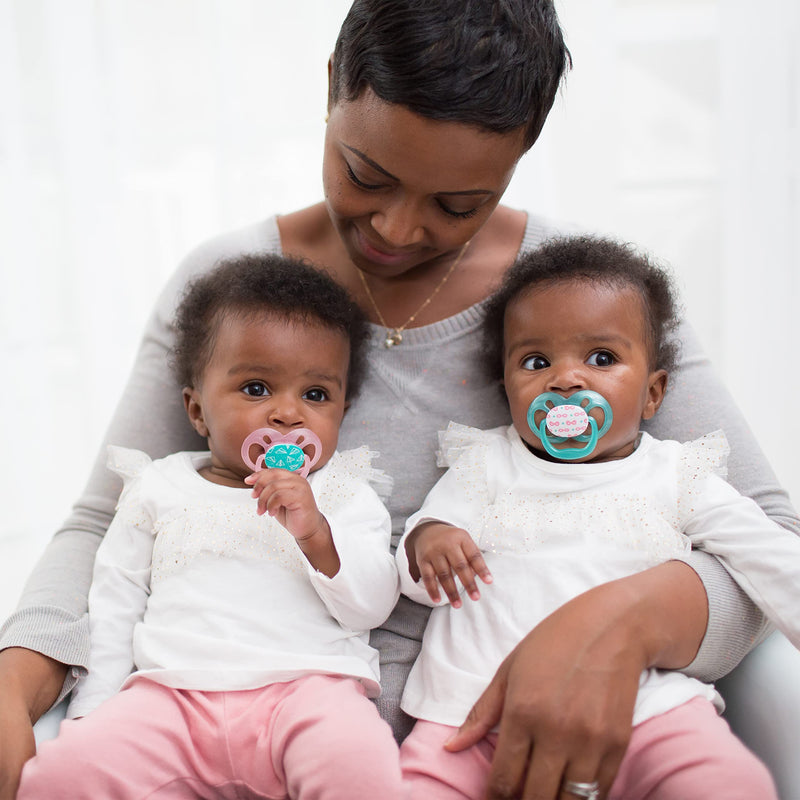[Australia] - Dr. Brown's Advantage Pacifiers, Stage 2, Pink, 6 -18 Month Old, 4 Count 4 Pack, Purple Nature, Glow-in-the-Dark + Scooter Squirrel 