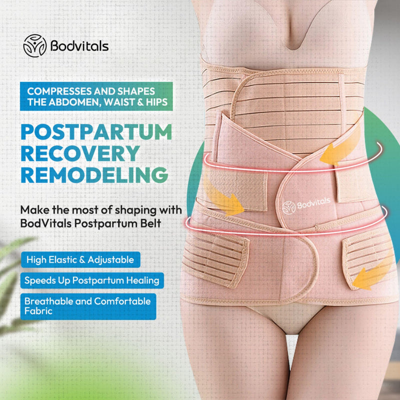 [Australia] - 3 in 1 Postpartum Belt After Delivery Support Recovery | Body Shaper Belt for Women for After Birth Postnatal C-section | Waist Pelvis Shapewear Wrap Postpartum Girdle (Beige, M) Beige 