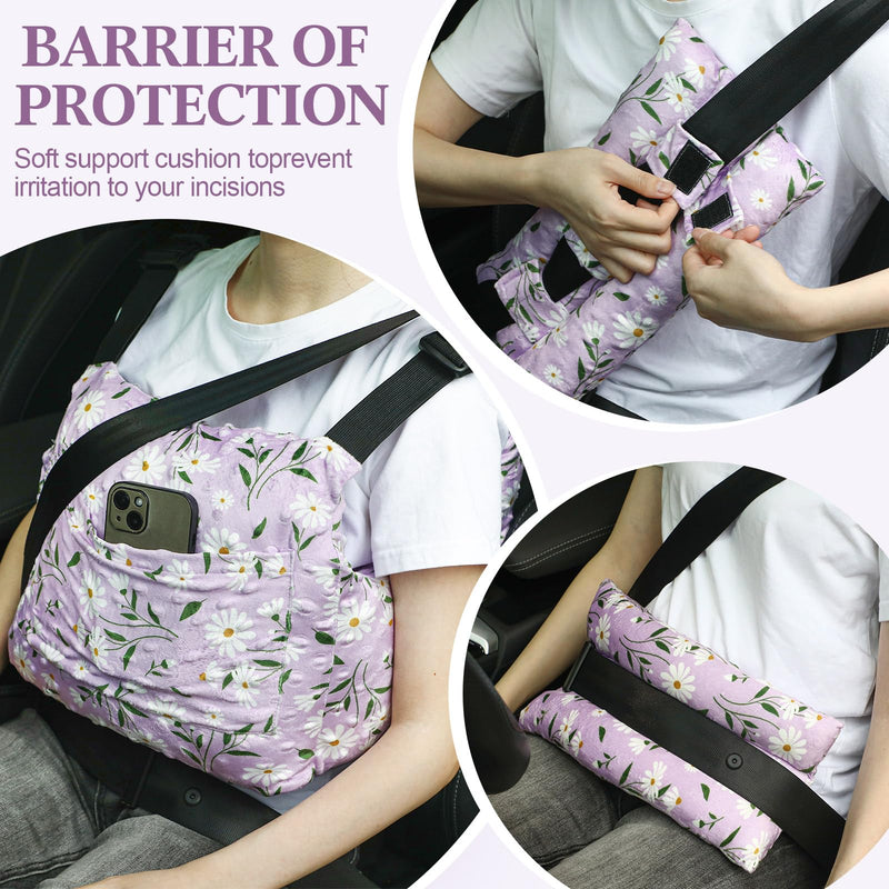 [Australia] - Post Mastectomy Pillow with Shower Lanyard Breast Surgery Pillow for Car Breast Reduction & Augmentation Patients Post Surgery Gift for Mastectomy Drain Holder Recovery Management 